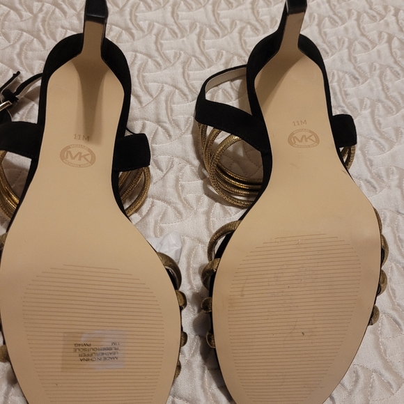 Michael Kors Black and Gold, Velvet, Stiletto Heels/Sandals Size 11 (Almost New) - Picture 6 of 6